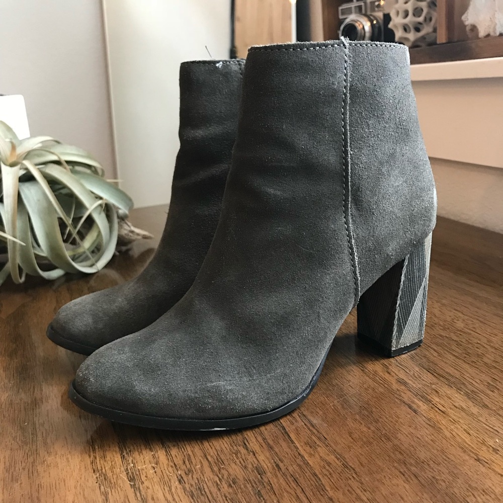 Matisse Gray booties with detailed block heel